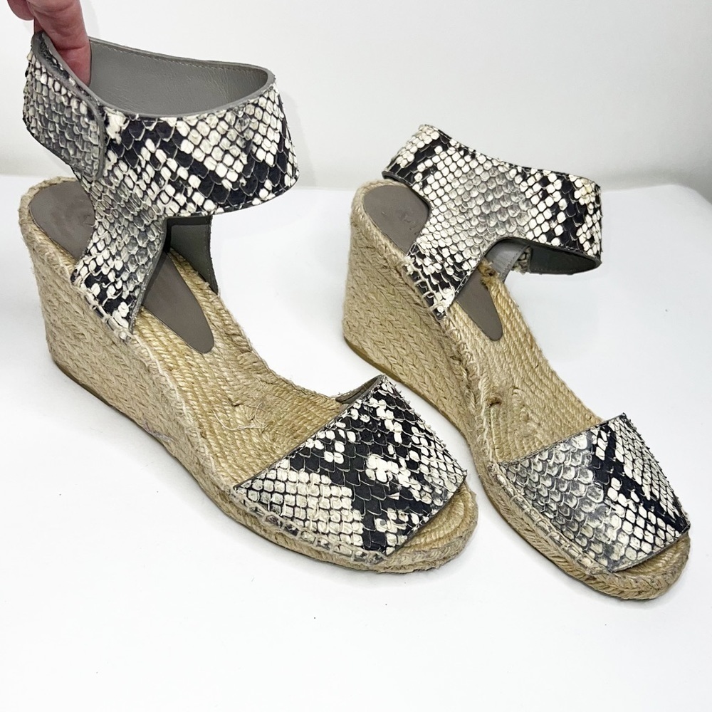 Vince Sophia Snake Print Espadrille Wedge‎ Sandals